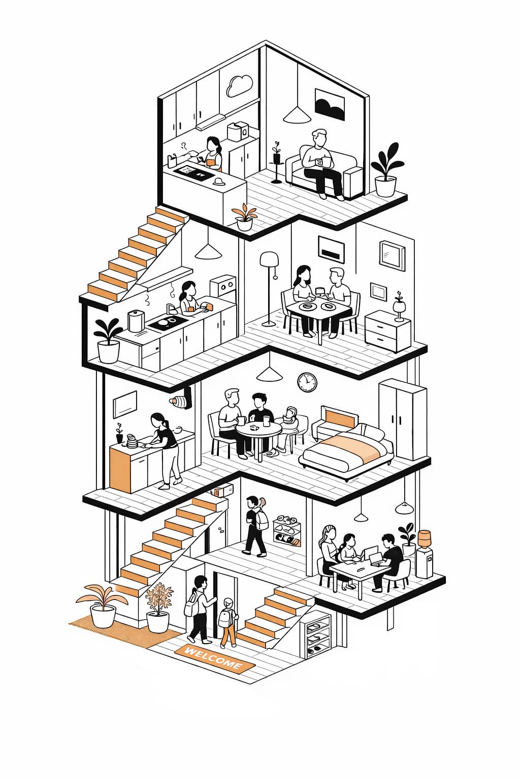 Snug living illustration